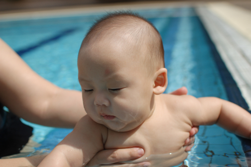 Baby Daryl swimming