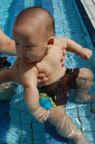 Baby Daryl swimming