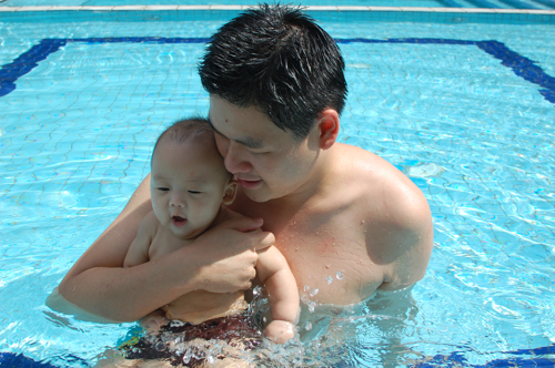 Baby Daryl swimming