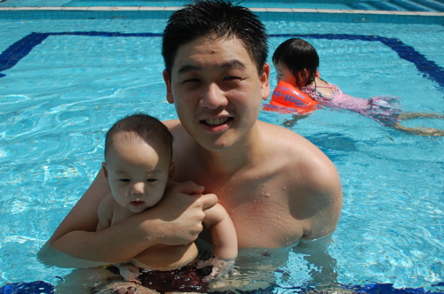 Baby Daryl swimming