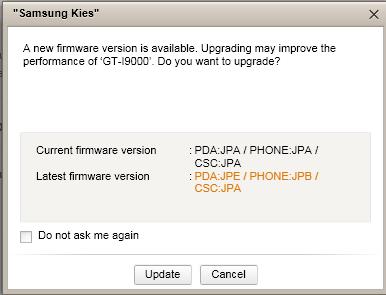 samsung galaxy s 2.2.1 firmware update with kies